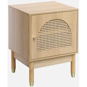 SWEEEK Table de chevet bohème bois et cannage naturel 1 porte pas cher