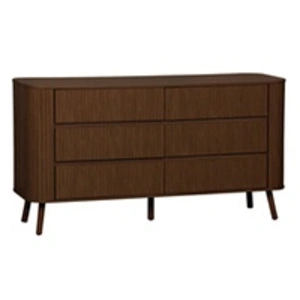 Commode 6 tiroirs. Décor strié noyer. L 150 x p 45  h 80cm