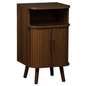 sweeek Table de chevet 2 portes coulissantes + 1 niche noyer pas cher