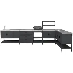 Comparateur de prix : Cuisine extérieure naxos 6 modules avec barbecue au charbon acier inox...