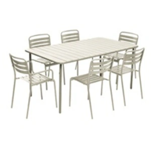 Sweeek Table de jardin métal + 2 fauteuils et 4 chaises beige acier traitement anti rouille
