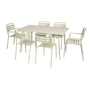 Sweeek Table de jardin pliante métal 2 fauteuils 4 chaises Amelia beige 1412 x 80 x 725cm