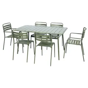Sweeek Table de jardin pliante métal 2 fauteuils 4 chaises Amelia vert 1412 x 80 x 725cm pas cher