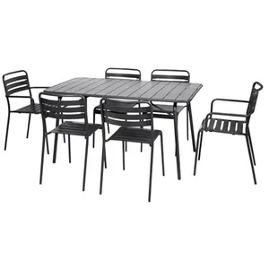 Sweeek Table de jardin pliante métal 2 fauteuils 4 chaises Amelia anthracite 1412 x 80 x 725cm pas cher