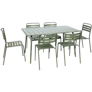 Sweeek Table de jardin pliante métal 6 chaises Amelia vert 1412 x 80 x 725cm pas cher