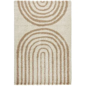sweeek Tapis intérieur shaggy, arc-en-ciel, beige, 80 x 140 cm pas cher