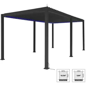 Comparateur de prix : Pergola bioclimatique aluminium motorisée 6x3m led anthracite