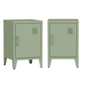 sweeek Lot de 2 tables de chevet en acier 1 porte, vert pas cher