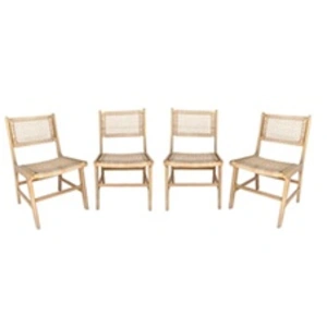 Comparateur de prix : Sweeek Lot de 4 chaises de jardin Ocara. cannage et bois. L 61 x 51 x 85cm