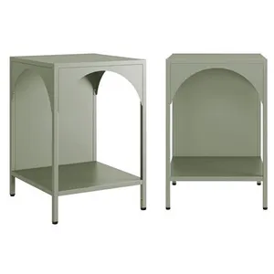 SWEEEK Lot de 2 tables de chevet. tables d'appoint en métal style industriel. vert. L 35 x l 35 x H 51cm pas cher