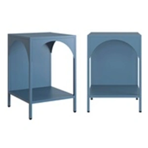 SWEEEK Lot de 2 tables de chevet. tables d'appoint en métal style industriel. bleu pétrole. L 35 x l 35 x H 51cm