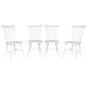 SWEEEK Lot de 4 chaises blanches à barreaux en bois d'hévéa. ROMIE. L 50.8 x P 44.2 x H 90cm pas cher