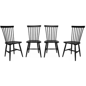 Comparateur de prix : Sweeek Lot de 4 chaises noires à barreaux en bois d'hévéa. ROMIE. L 50.8 x P 44.2 x H 90cm