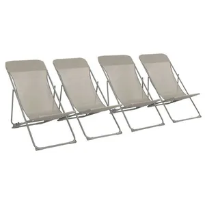 sweeek Lot de 4 chaises pliantes kaki textilene pas cher
