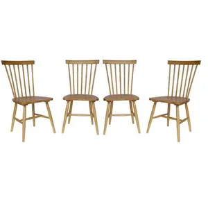 Comparateur de prix : Sweeek Lot de 4 chaises naturelles à barreaux en bois d'hévéa. ROMIE. L 50.8 x P 44.2 x H 90cm