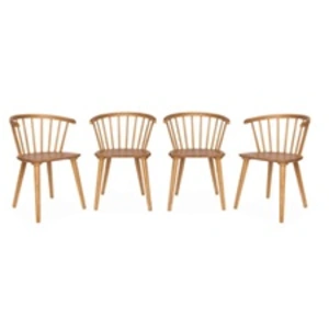 Comparateur de prix : SWEEEK Lot de 4 chaises naturelles à barreaux en bois et contreplaqué. Paula. L 51 x P 53 x H 75cm