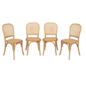 Comparateur de prix : SWEEEK Lot de 4 chaises vintage en bois avec assise et dossier en rotin coloris naturel L 445 x P 48 x H 895cm