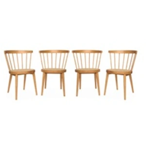 Comparateur de prix : SWEEEK Lot de 4 chaises naturelles en bois et cannage. Nora. L 53 x P 53.5 x H 76cm