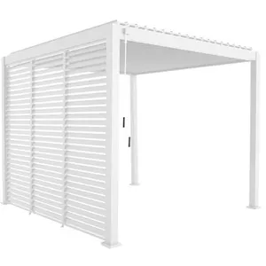 SWEEEK Pergola bioclimatique aluminium 3x3 m v2 lames orientables + 3 persiennes triomphe blanc pas cher