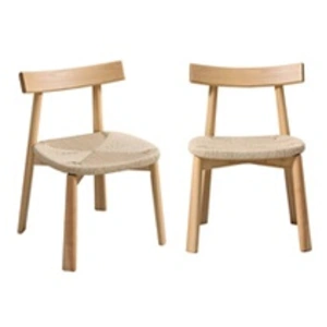 SWEEEK 2 chaises scandinaves bois naturel et corde beige pas cher