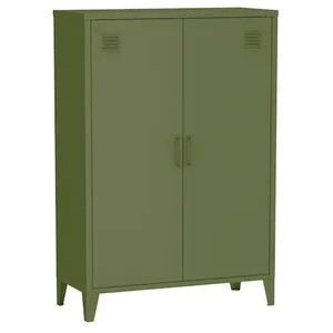 SWEEEK Commode/armoire en métal kaki. 2 espaces de rangement. casiers pas cher