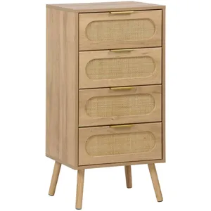 Comparateur de prix : SWEEEK Commode chiffonnier effet bois et cannage 4 tiroirs naturel