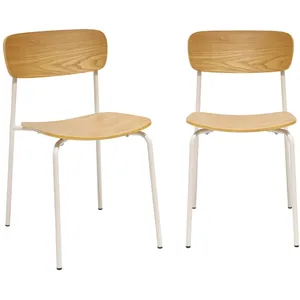 sweeek Lot de 2 chaises vintage contreplaqué avec placage bois effet f... pas cher