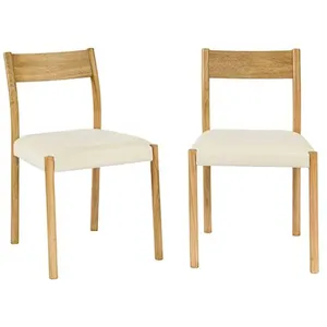 SWEEEK Lot de 2 chaises bohème bois d'hévéa naturel et tissu. L 49.5 x...