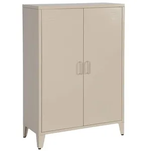 Sweeek Commode/armoire en métal beige. 2 espaces de rangement. casiers pas cher