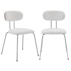Chaise décor bois courbé teinté noyer et tissu déperlant blanc, pieds