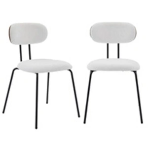 Chaise décor bois courbé teinté noyer et tissu déperlant blanc (lot de