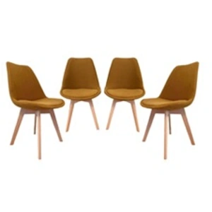 SWEEEK Lot de 4 chaises scandinaves velours côtelé ocre pas cher
