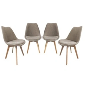 SWEEEK Lot de 4 chaises scandinaves revêtement bouclette texturée taupe. Pieds bois de hêtre - nils pas cher