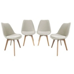 SWEEEK Lot de 4 chaises scandinaves revêtement bouclette texturée blanc pas cher