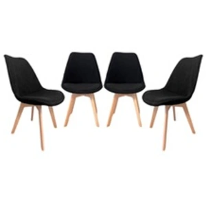 SWEEEK Lot de 4 chaises scandinaves velours côtelé noir pas cher