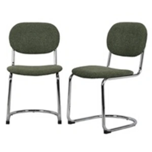 SWEEEK Chaise cantilever arrondie métal, bouclette texturée kaki pas cher