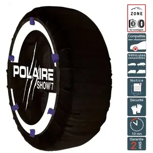 Chaussette neige ultra résistante montage facile pour pneu 135/65R16 Polaire 0S13-S7IA-25Vendu parcarrefour