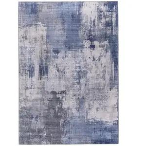 Tapis design finition couture anglaise bleu 120 x 160 pas cher