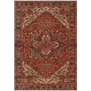 AFK Living Tapis design finition couture anglaise rouge 200 x 290 pas cher