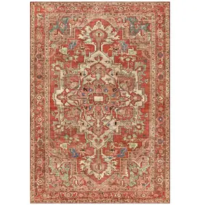 AFK Living Tapis design finition couture anglaise rouge 200 x 290 pas cher