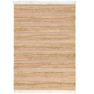 AFK Living Tapis rayé fait main en matières naturelles rose 160 x 230