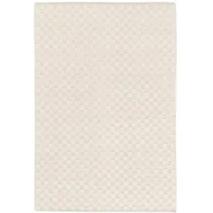 AFK Living Tapis en laine et coton a carreaux fait main doux beige 120 x 170