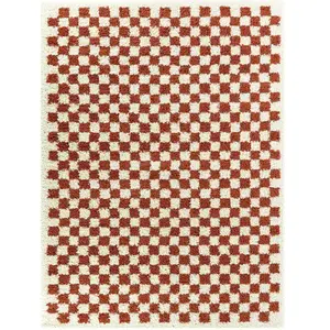 AFK Living Tapis à poil haut doux et confortable terracotta 80 x 150 pas cher