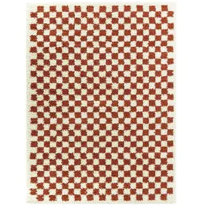 AFK Living Tapis à poil haut doux et confortable terracotta 120 x 170 pas cher