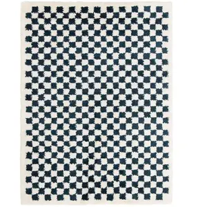 Tapis à poil haut doux et confortable bleu 160 x 213 pas cher