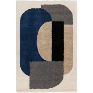 AFK Living Tapis tendance et contemporain facile à entretenir bleu 160 x 230 pas cher