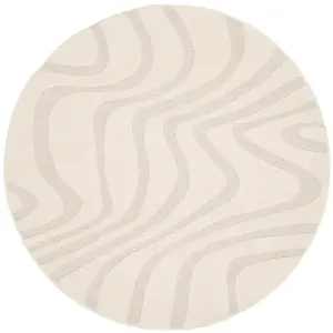 AFK Living Tapis rond design avec effet relief beige 160 x 160 pas cher