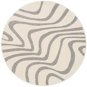 AFK Living Tapis rond design avec effet relief gris 160 x 160