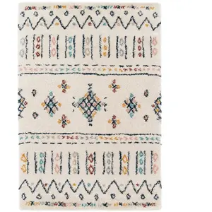 AFK Living Tapis shaggy épais et doux facile à entretenir multicolore 200 x 290 pas cher