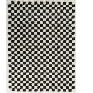 Tapis à doux et confortable facile à entretenir noir 120 x 170 pas cher